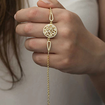 Supertrend Gümüş Gold Baget Taşlı Bileklik