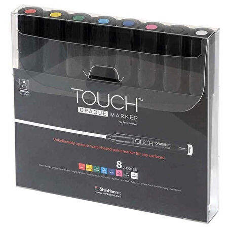 Touch Opaque Marker Su Bazlı Akrilik Boyama Markörü Kalemi Seti 8 Renk Medium Uç (1.5-2.3 mm)