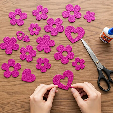 Simli Fuşya A4 Eva Tabaka