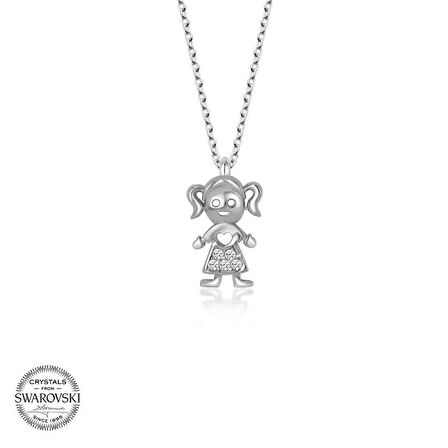 Supertrend ' Taşlı Gümüş Kız Çocuk Kadın Kolye