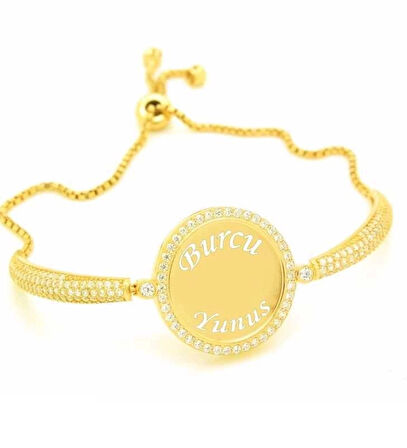 Supertrend Gümüş Gold İsimli Kişiye Özel Taşlı Kadın Bileklik