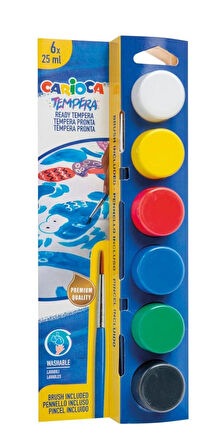 Supertrend Tempera Yıkanabilir Poster Boya 25 ml. x 6 Renk Fırçalı Set