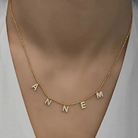 Supertrend ​gümüş Gold Annem Yazılı Kadın Kolye