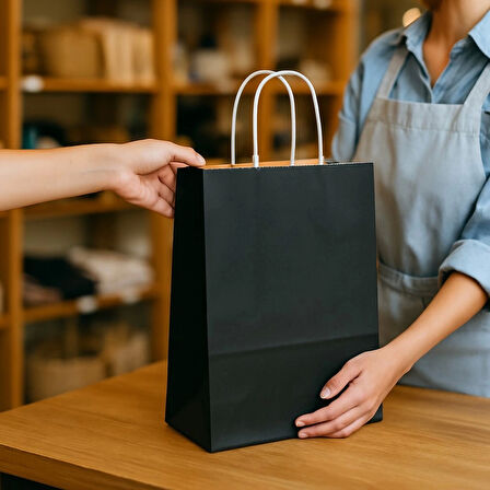 Supertrend Kraft Çanta Siyah Orta Boy 25x31cm 25li