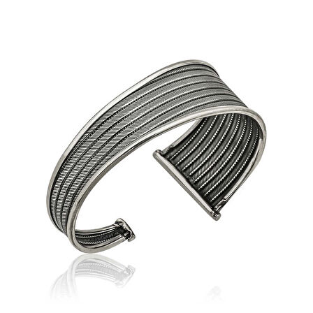 Supertrend Gümüş Eskitme Desenli Kadın Bilezik