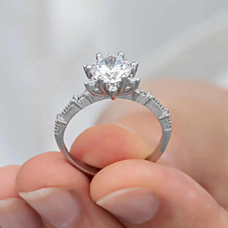 Supertrend ​gümüş Çiçek Desenli Kadın Yüzük