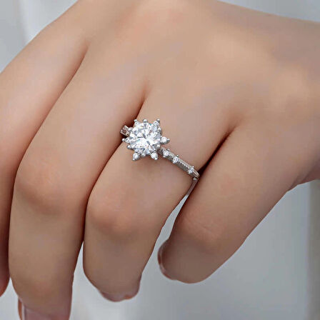 Supertrend ​gümüş Çiçek Desenli Kadın Yüzük