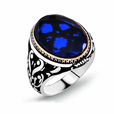 Supertrend Gümüş Parlament Mavisi Zirkon Taşlı Erkek Yüzük