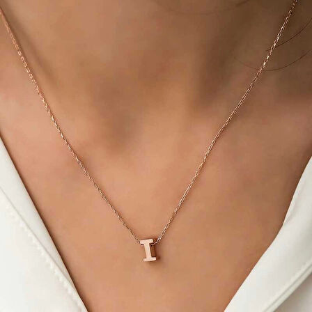 Supertrend Gümüş Rose 3 Boyutlu I Harf Kadın Kolye