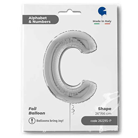 C Harf Supertrend Gümüş Folyo Balon 26"