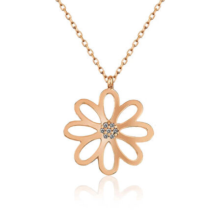 Supertrend Gümüş Rose Çiçek Kadın Kolye