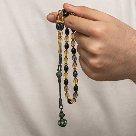 Supertrend Gümüş Kazaz Püsküllü Sıkma Kehribar Tesbih