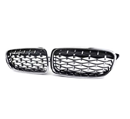 Bmw 3 Serisi F30 F31 F35 Uyumlu Diamond Ön Panjur Izgara Böbrek Piano Black ve  Krom 2012-2019