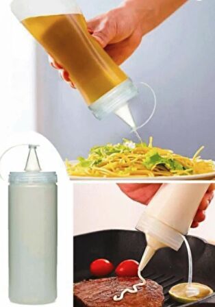 Şeffaf Plastik Sızdırmaz Kapaklı Fişek Sosluk 700 Ml X 6'lı Set