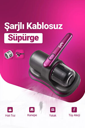  Şarjlı UV-C Işınlı 100W Akar Temizleme El Vakum Temizleme Toz Giderme
