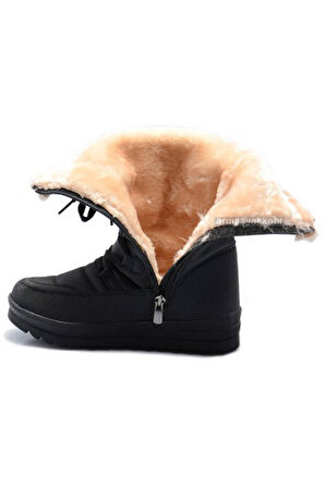Kadın Kar Bot İçi Kürklü Siyah