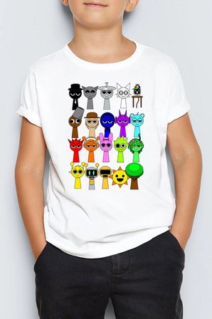 Sprunki Karakter Temalı Baskılı Unisex Çocuk 4-13 YaşTişört T-Shirt MR-02