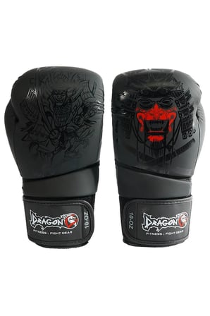 Siyah 30128-p Yakuza Kick Boks Eldiveni, Muay Thai Boxing Gloves Suni Deri