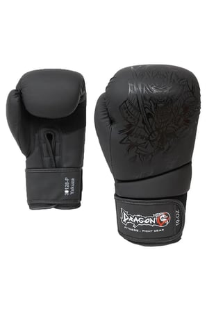 Siyah 30128-p Yakuza Kick Boks Eldiveni, Muay Thai Boxing Gloves Suni Deri