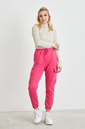 Kargo Cep Eşofman Altı-Fuşya