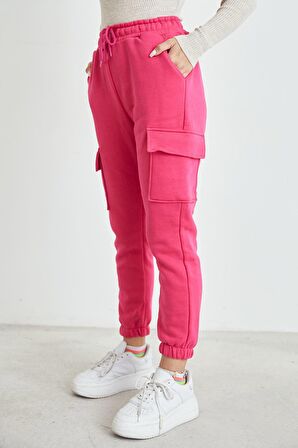 Kargo Cep Eşofman Altı-Fuşya