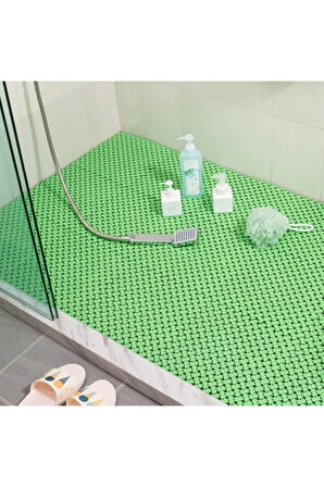 PVC PASPAS 90 X 100 CM YEŞİL BANYO KAYMAZ YER ZEMİN MATI S-MAT ZİNCİR DESEN