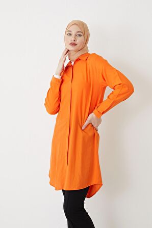 Gizli Patlı Uzun Tunik-Oranj