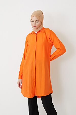 Gizli Patlı Uzun Tunik-Oranj