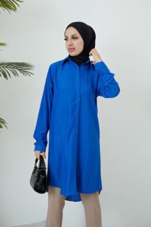 Gizli Patlı Uzun Tunik-Saks