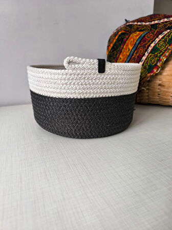 Antrasit El Yapımı Çok Amaçlı Düzenleyici Sepet /Banyo, Mutfak ,Çoçuk Odası / Meyve Sepeti /