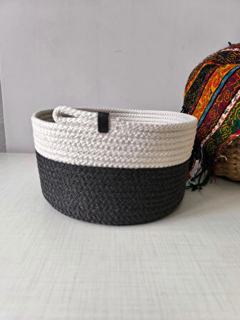 Antrasit El Yapımı Çok Amaçlı Düzenleyici Sepet /Banyo, Mutfak ,Çoçuk Odası / Meyve Sepeti /