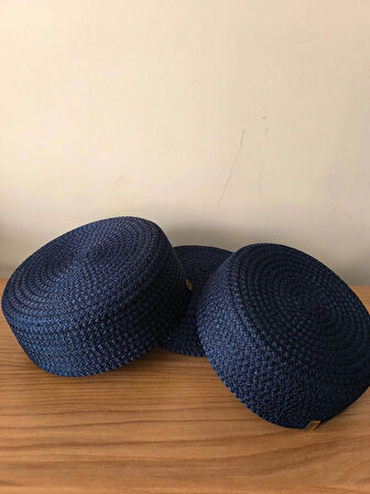 3 lü Lacivert Sepet, Havlu Sepeti, Mutfak Ve Banyo Organizer, Çok Amaçlı Sepet Takımı 22x8 Cm