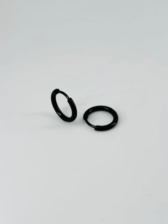Siyah  Çelik Erkek Küpe Çap (8 Mm) Kalınlık (2 Mm) - Ekp0035