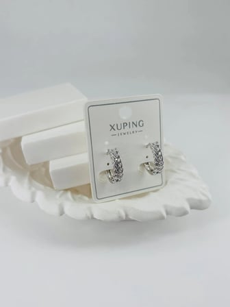 Rodyum Zirkon Taşlı Pirinç Zirkon Küpe - Kp00305