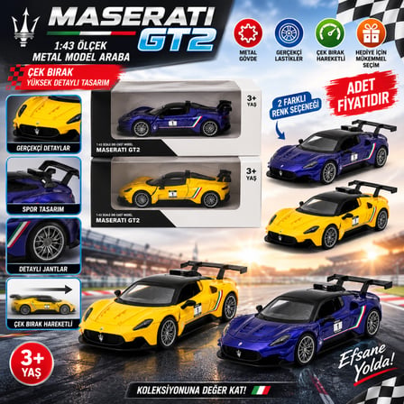 RW9143 1:43 GT2 ÇEK BIRAK ARABA LİSANSLI METAL MODEL ARABA adet fiyatıdır