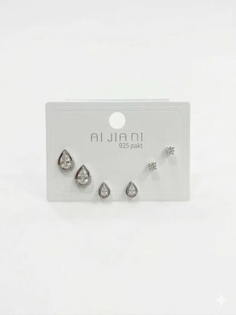 Su Damlası Detaylı Altılı Küpe - Kp00585