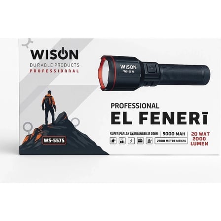 Wison Ws-5575 Profesyonel El Feneri İle Karanlığa Meydan Okuyun 20w Güç, 2000 Lümen Parlaklık Ve 2 Km Menzil Sunan Şarjlı Fener Uygun Fiyatla .com’da.