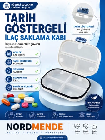 Tarih Göstergeli, Hava Sızdırmaz Ve Su Geçirmez İlaç Saklama Kutusu Haftalık Günlük İlaç Organizer Şeffaf Taşınabilir