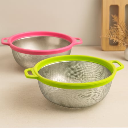 27 cm Metal Süzgeç Plastik Çerçeveli Kulplu