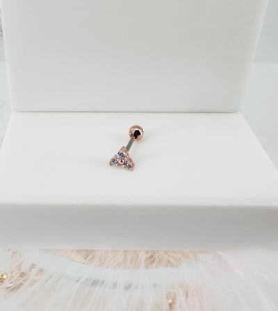 Rose Zirkon Taşlı Uç Kısmı : Pirinç Kıkırdak Bar Uzunluğu : 6 Mm / Bar Kalınlığı 0.8 Mm / Top Boyu 3 Mm - Pt0035-2