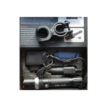 Km- Profesyonel Şarjlı El Feneri Ledli+flashlight+zoom Özellikli  Aparatlı  Parça Full Set