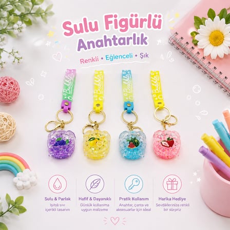 Mika kristal anahtarlık altın kulplu
