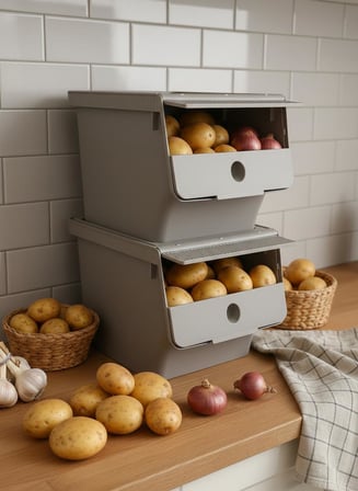 Vizon 2'Li 13,5 LT Modubox Kayar Kapaklı Saklama Kabı & Patates Soğan Kovası & Erzak Kutusu