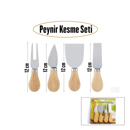 Cheese Knife Set 4PCS Peynir Bıçak Seti Ahşap Bambu Saplı