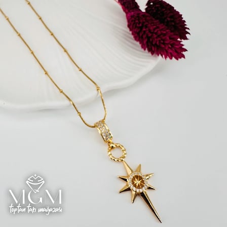 Zirkon Taşlı Zincir : Çelik Çelik Kolye 40+5 Cm - Kl0209
