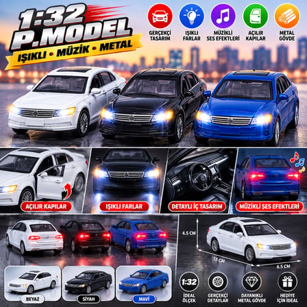 TYC0026 1:32 P.MODEL IŞIKLI MÜZİK METAL. (adet fiyatıdır)