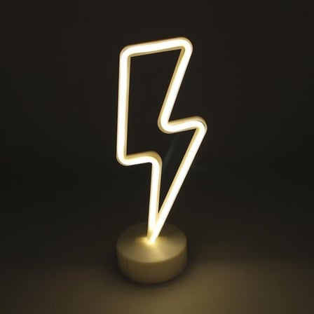 Dekoratif Şimşek Şeklinde Pilli Neon Led Lamba Süs Masa Lambası
