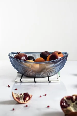 Akrilik Barok Lacivert Büyük Oval Meyve & Salata Kasesi & Karıştırma Kabı / , Lt  (CAM DEĞİLDİR)