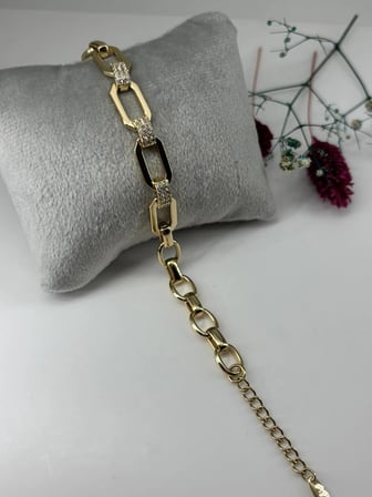 Zirkon Taşlı Pirinç Zirkon Bileklikler 17+3 Cm  - Kbl0311