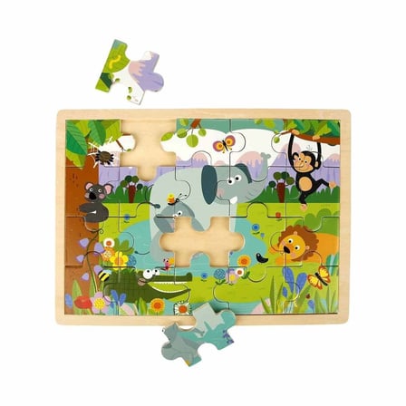 S01002909 Wooden Puzzle Vehıcles Anmals 5 Pcs 2 Ast